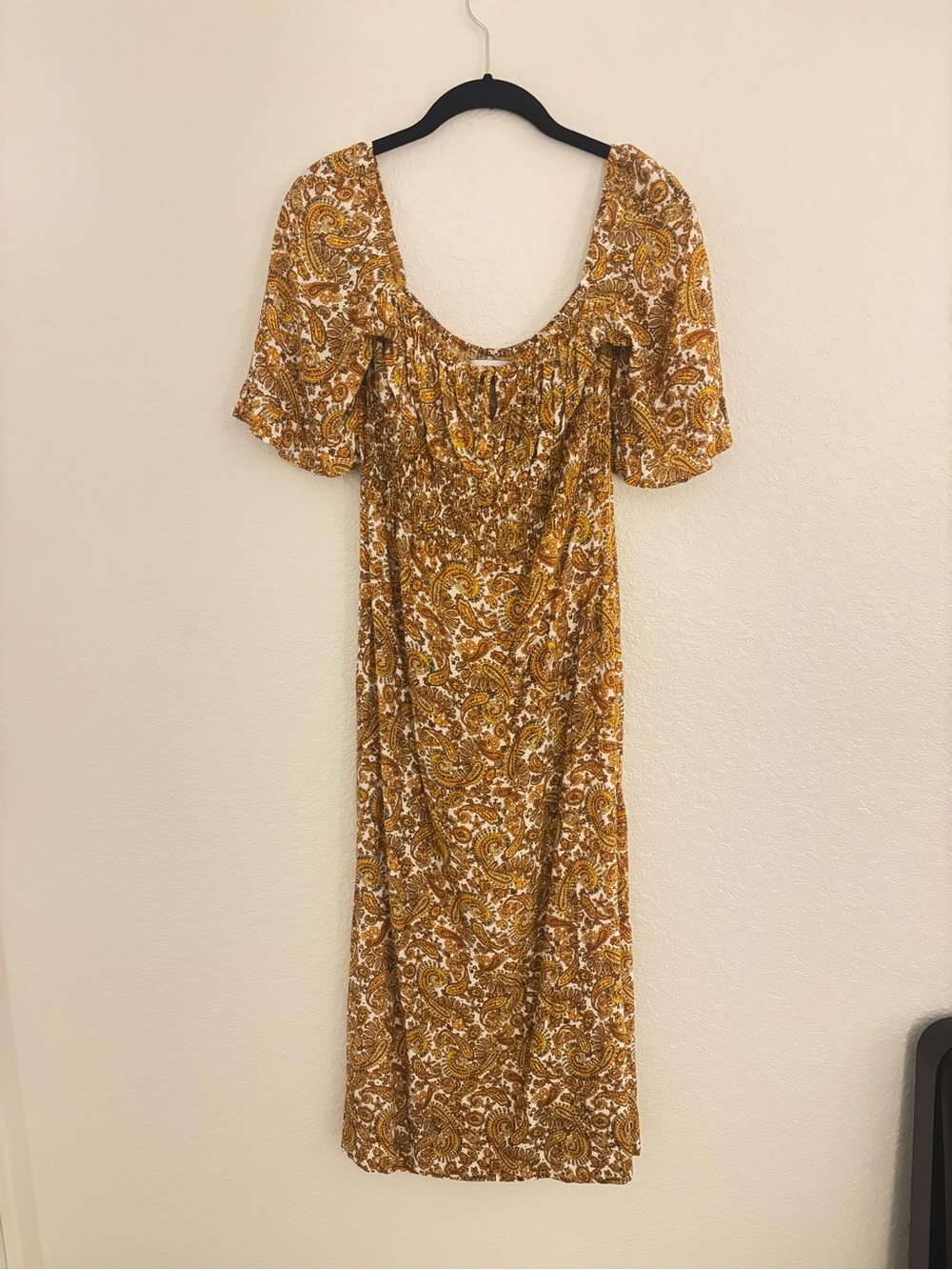 Faithfull the Brand Mustard Paisley Midi Dress